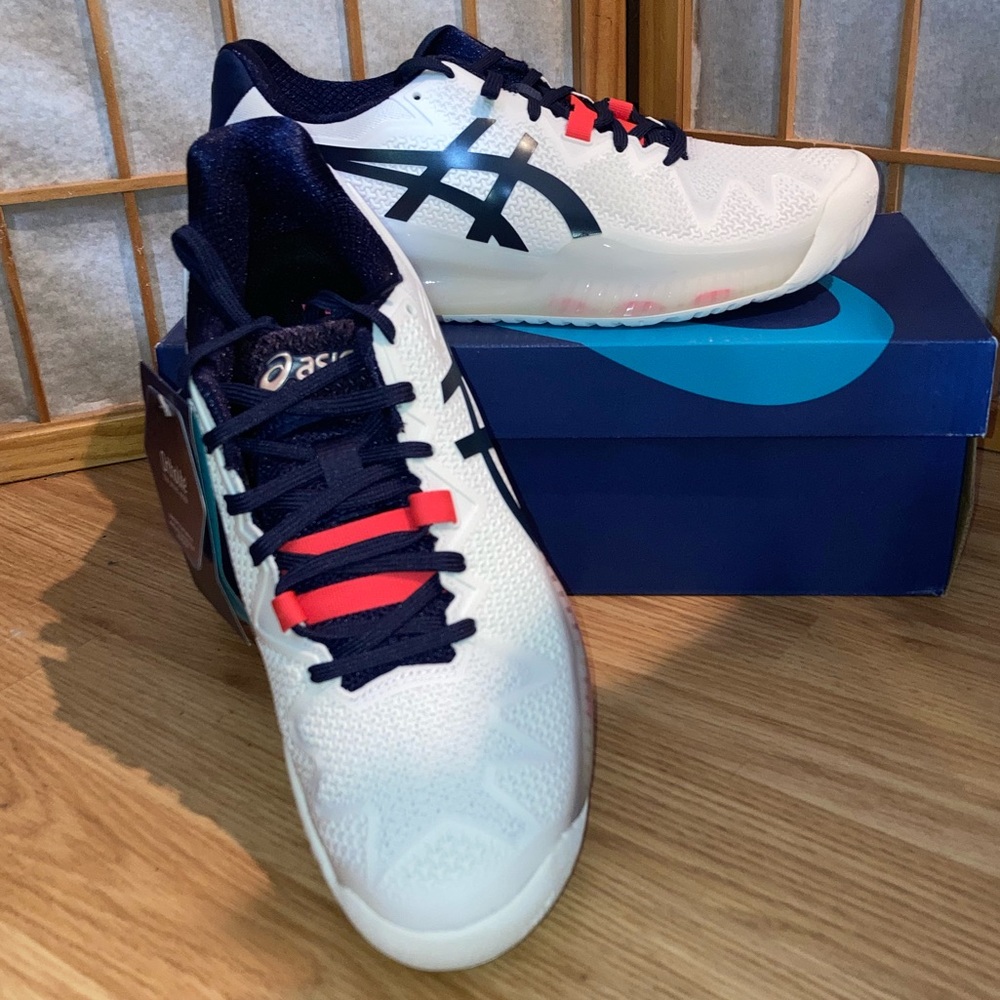 NWT ASICS Gel-Resolution 8 Womens White Peacoat Tennis Sneakers sz 10